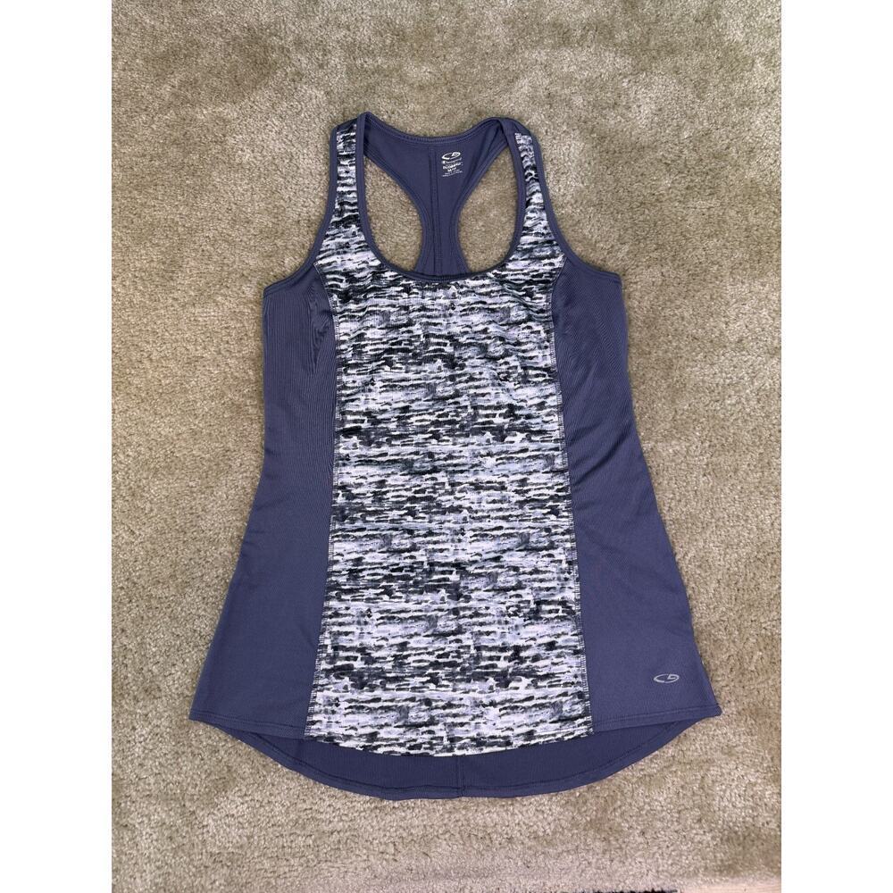 Champion Women's Top Duodry Activewear Size Medium Gray White Racerback D924
